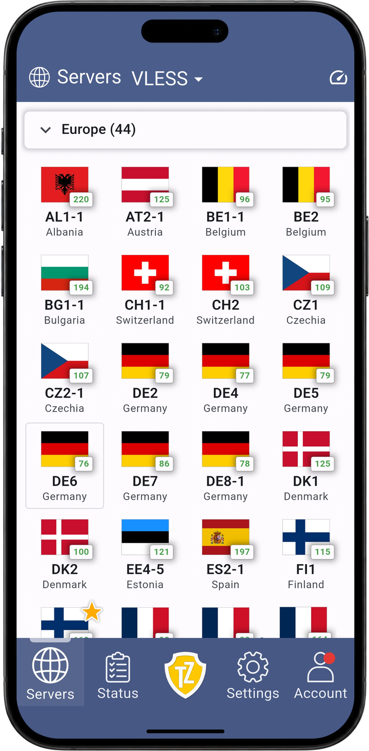 Trust.Zone VPN V2：服务器列表