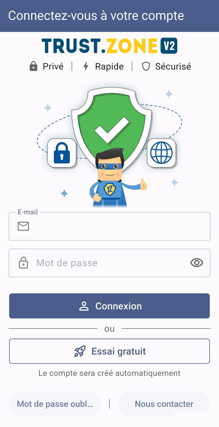 Trust.Zone VPN V2 : connexion au compte