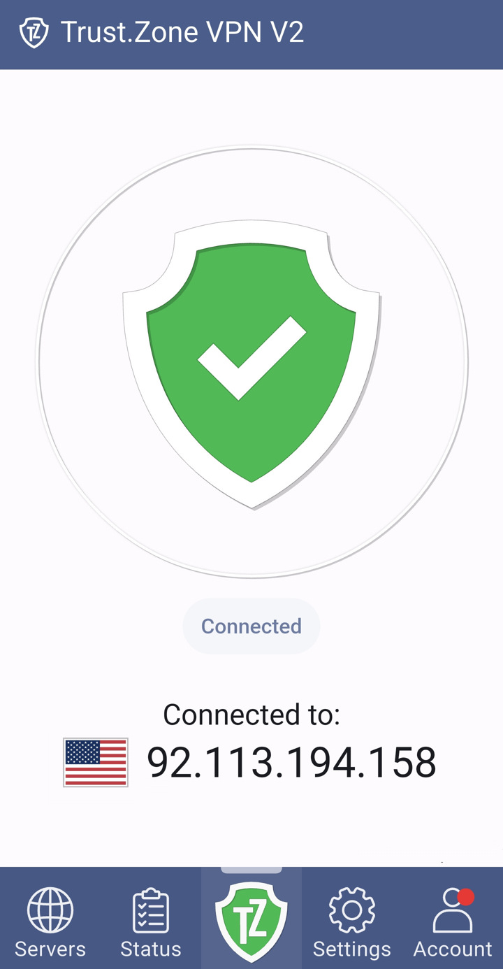 Trust.Zone VPN V2: connected