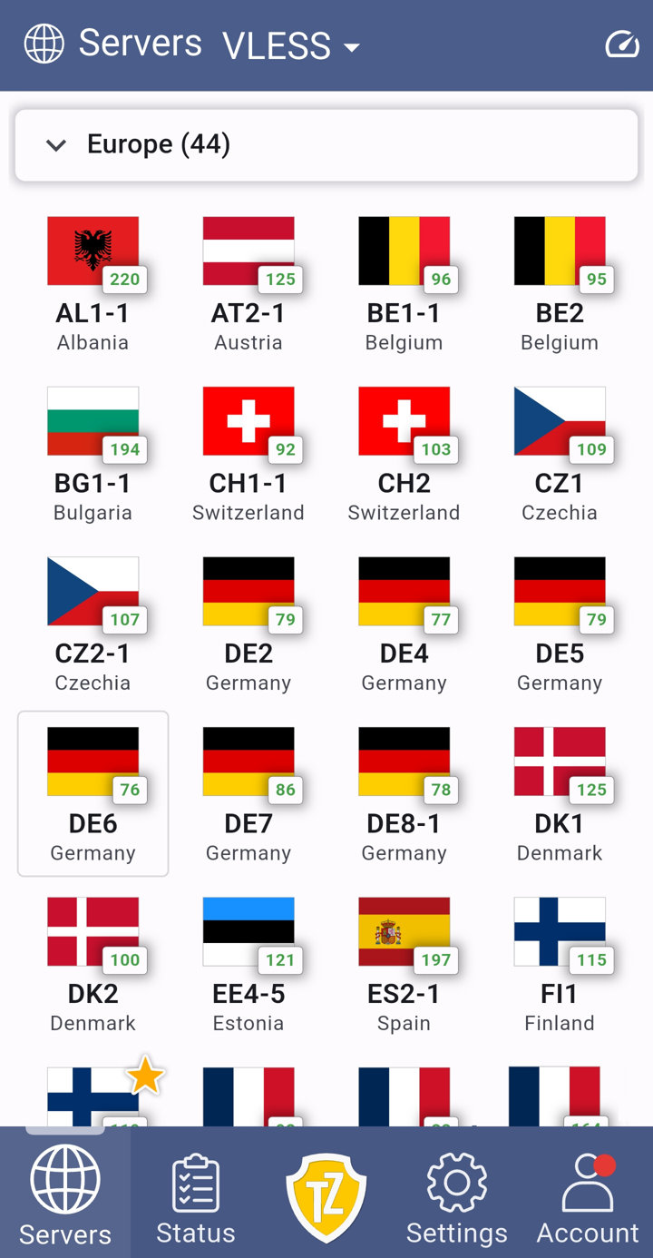 Trust.Zone VPN V2: server list