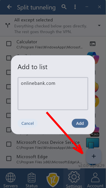 Smart Tunneling in Trust.Zone V2: Choose Which Websites Use the VPN