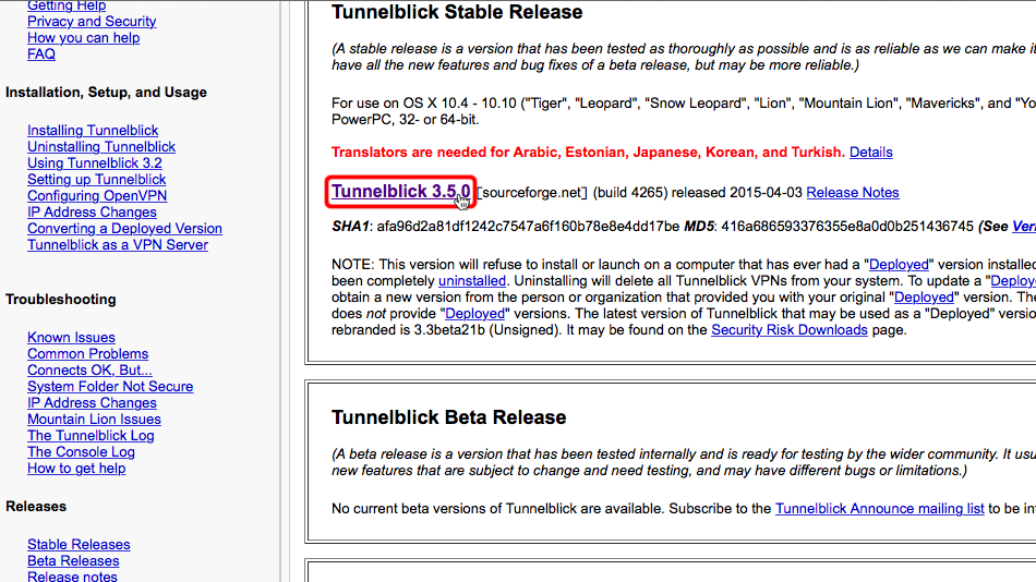 Tunnelblick download for mac